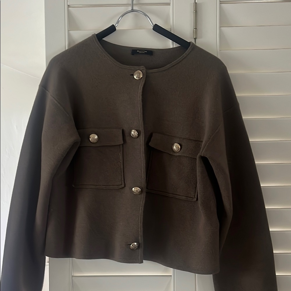 Massimo Dutti Brown Utility Jacket with Relaxed Fit